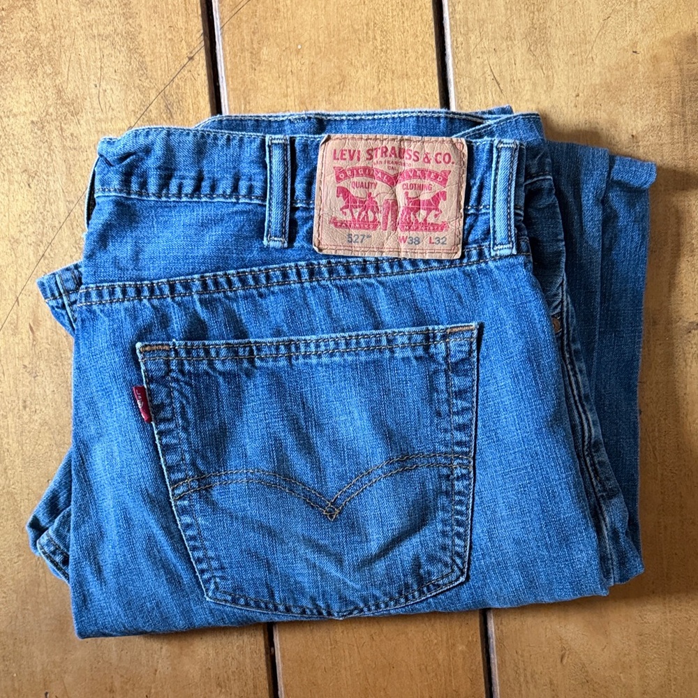 Levi's Men's Blue Straight-Leg Denim Jeans W38 L32